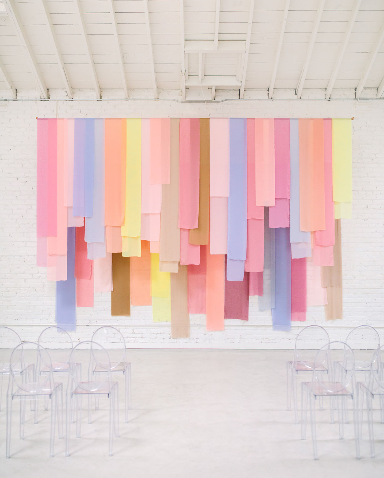 Pastel ceremony backdrop for wedding