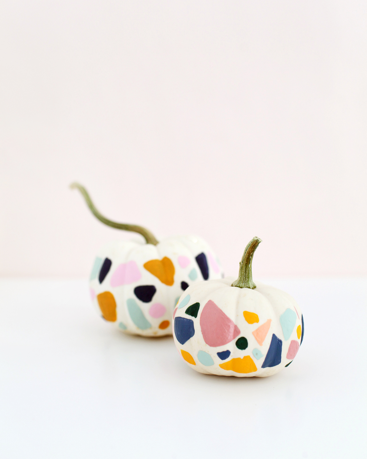 DIY No Carve Terrazzo-Inspired Pumpkins